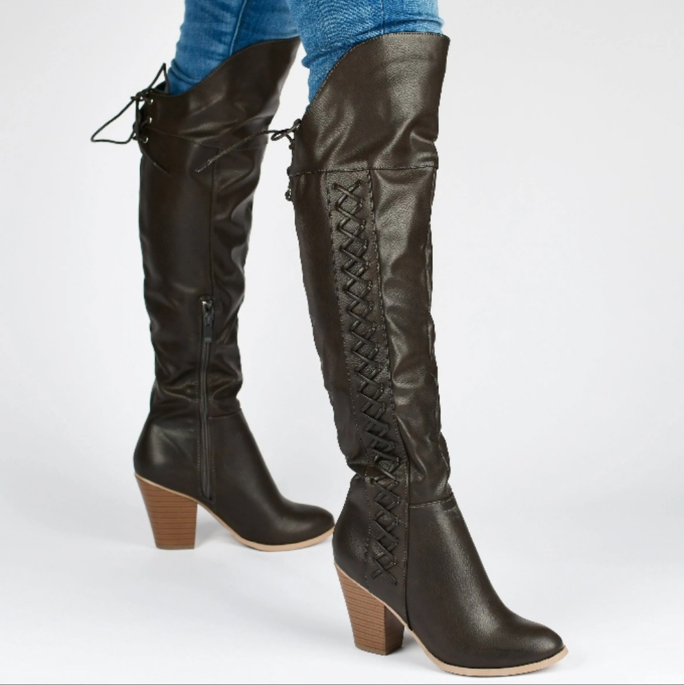 JC Woman's Collection Over the Knee faux leather Zip up Riding Boots 10 NWOB
